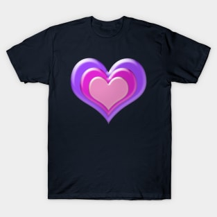 Pink and Purple Stacked Hearts 3D Look T-Shirt